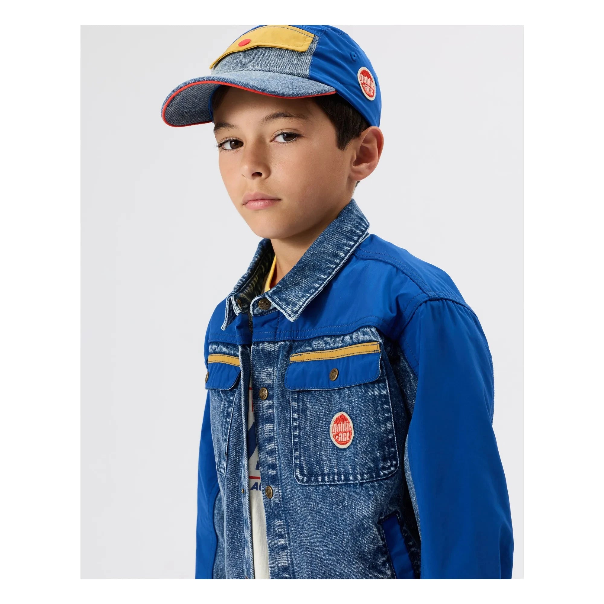 Goldie + Ace - Renk Bloklu Vintage Kot Ceket | Mavi