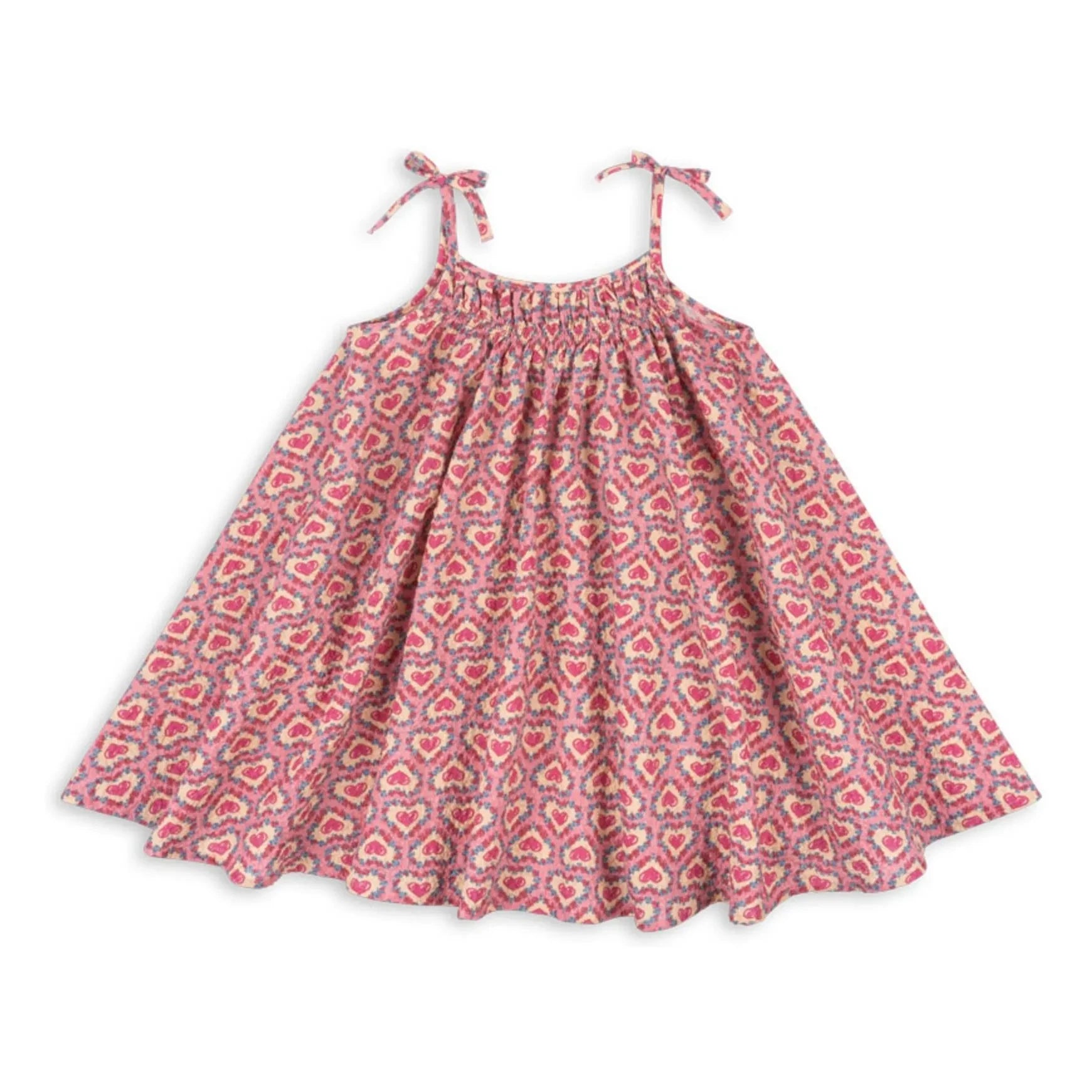 Konges Sløjd - Vivian Cœurs Seersucker Organic Cotton Dress | Pink