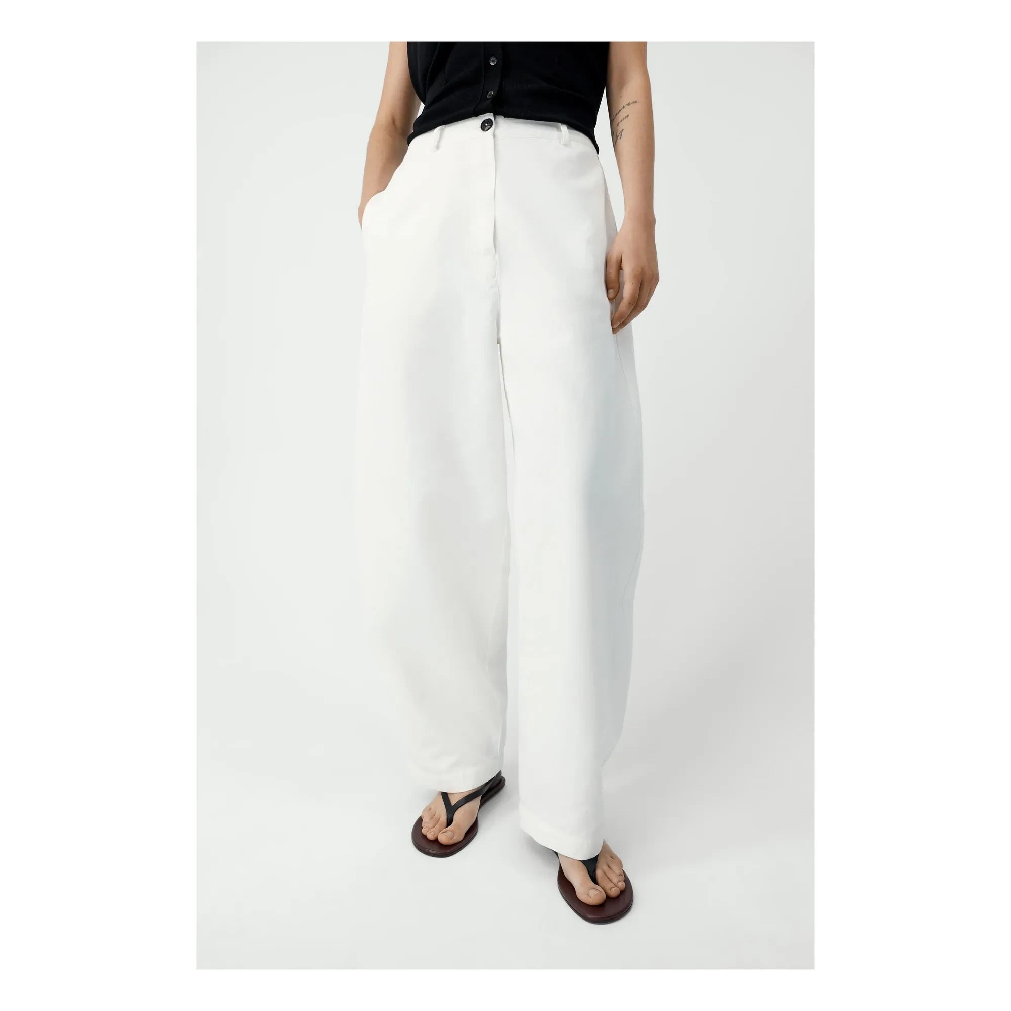 Cordera - Keten ve pamuk balon pantolon | Beyaz