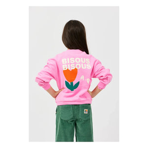 Arsène et Les Pipelettes - "Bisous Bisous" Organik Pamuk Sweatshirt | Pembe