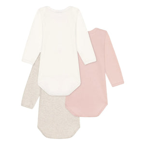 Petit Bateau - 3-Pack Bodysuits with Buttons | Pink