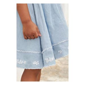 Tartine et Chocolat - Embroidered Festoon Dress | Azure Blue