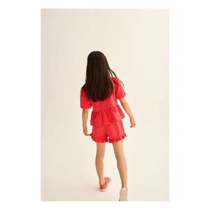 Cozmo - Joy Blouse Checkered Recycled Fibers | Red