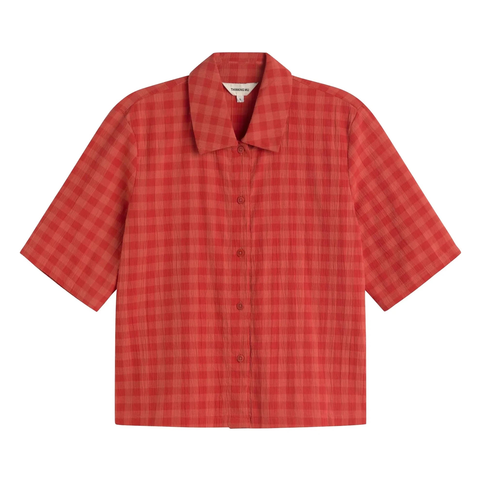 Thinking Mu - Donkey Organic Cotton Plaid Shirt | Red