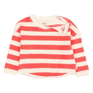 Búho - Striped Organic Cotton Baby Sweatshirt | Red