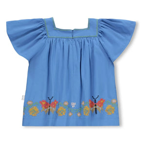 Molo - Rosalyn Butterfly organic cotton ruffle top | Blue
