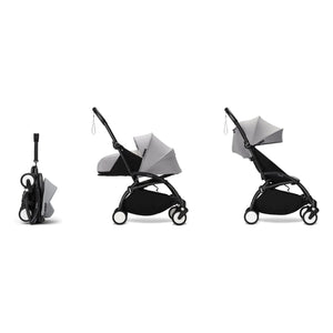 Stokke® - YOYO³ Full Baby Stroller 0+ and 6+ Black Frame | Stone