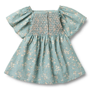 Wheat - Elva Fleurie Organic Cotton Baby Dress | Light Blue