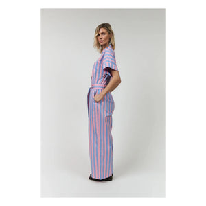 Lollys Laundry - Mathilde Cotton Striped Jumpsuit | Pink