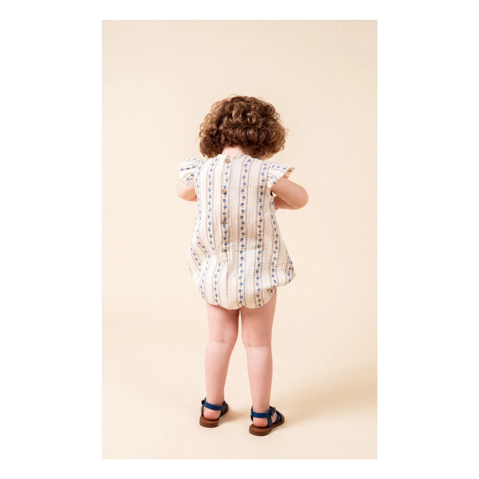 birinit - Ruffled jumpsuit Sariñena Flowers Organic Cotton | Ivory