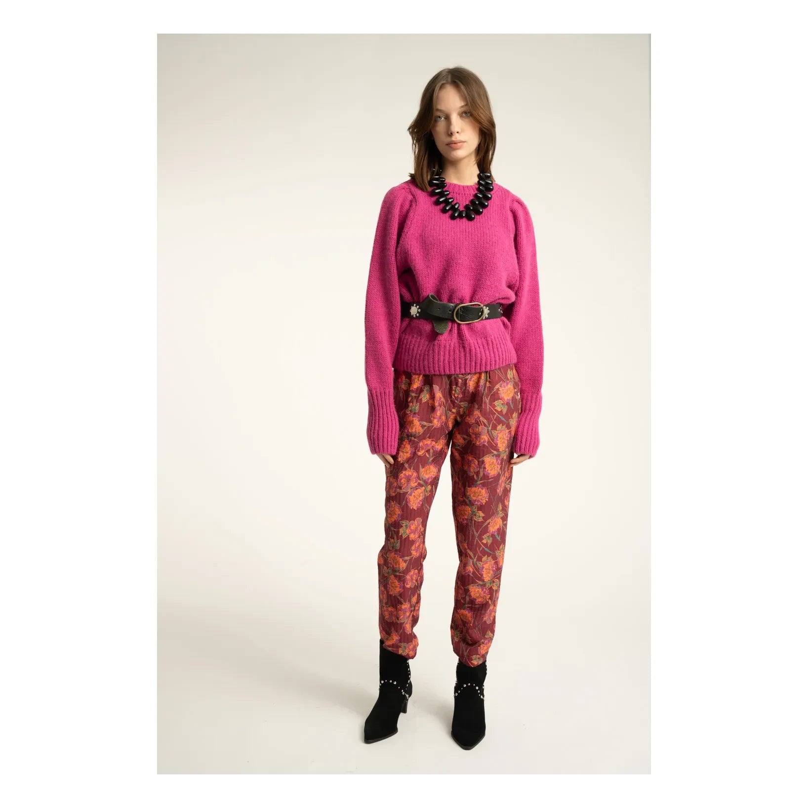 Sisters Department - Çiçek Desenli Pantolon | Bordo