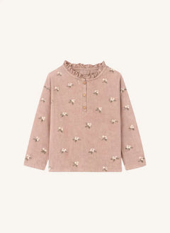 Studio Bohème - Olympe Gui Organic Cotton Gathered Collar Blouse | Pink