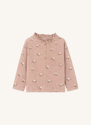 Studio Bohème - Olympe Gui Organic Cotton Gathered Collar Blouse | Pink