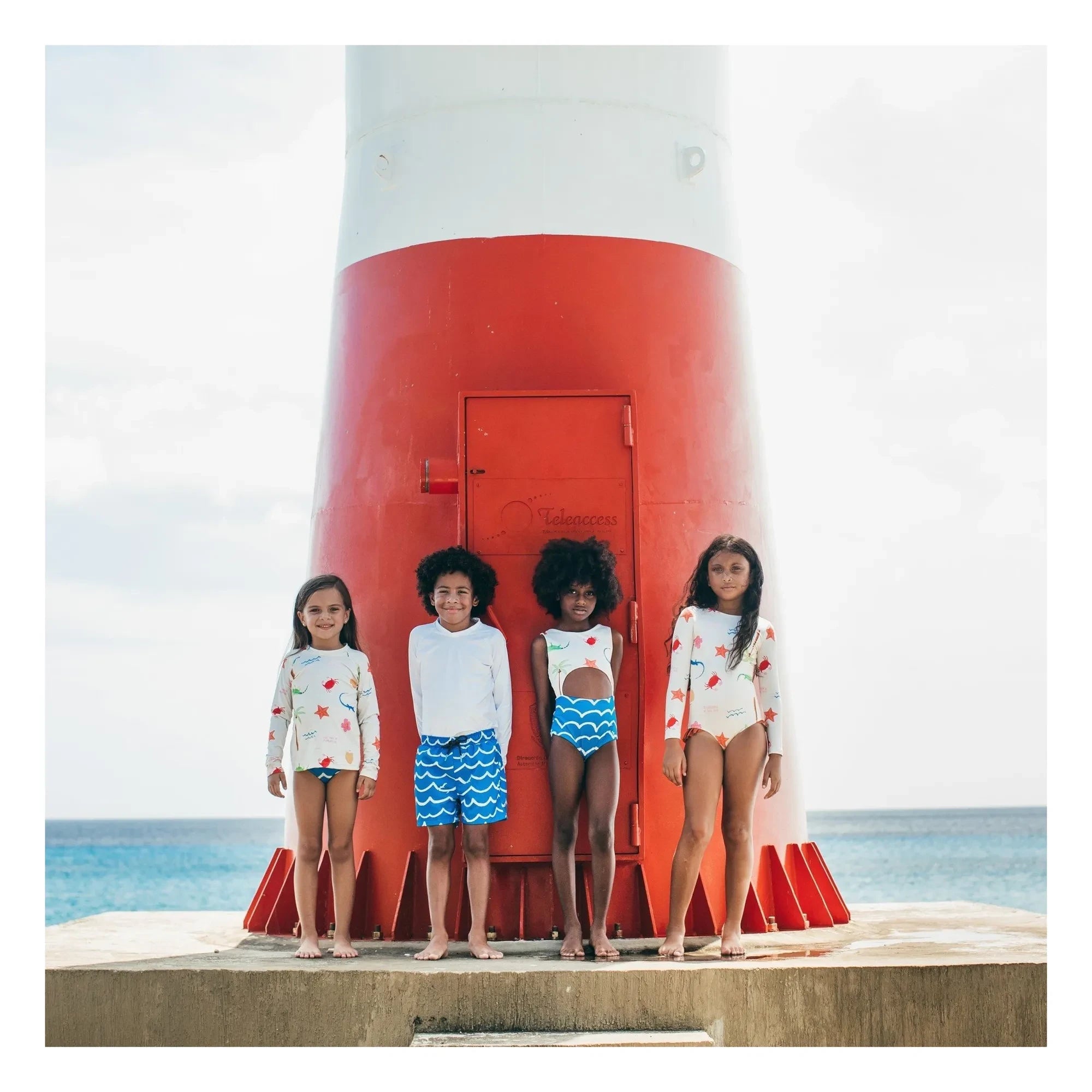 Pepita & Me - Long Sleeve Swimsuit Knot Beach | Ecru