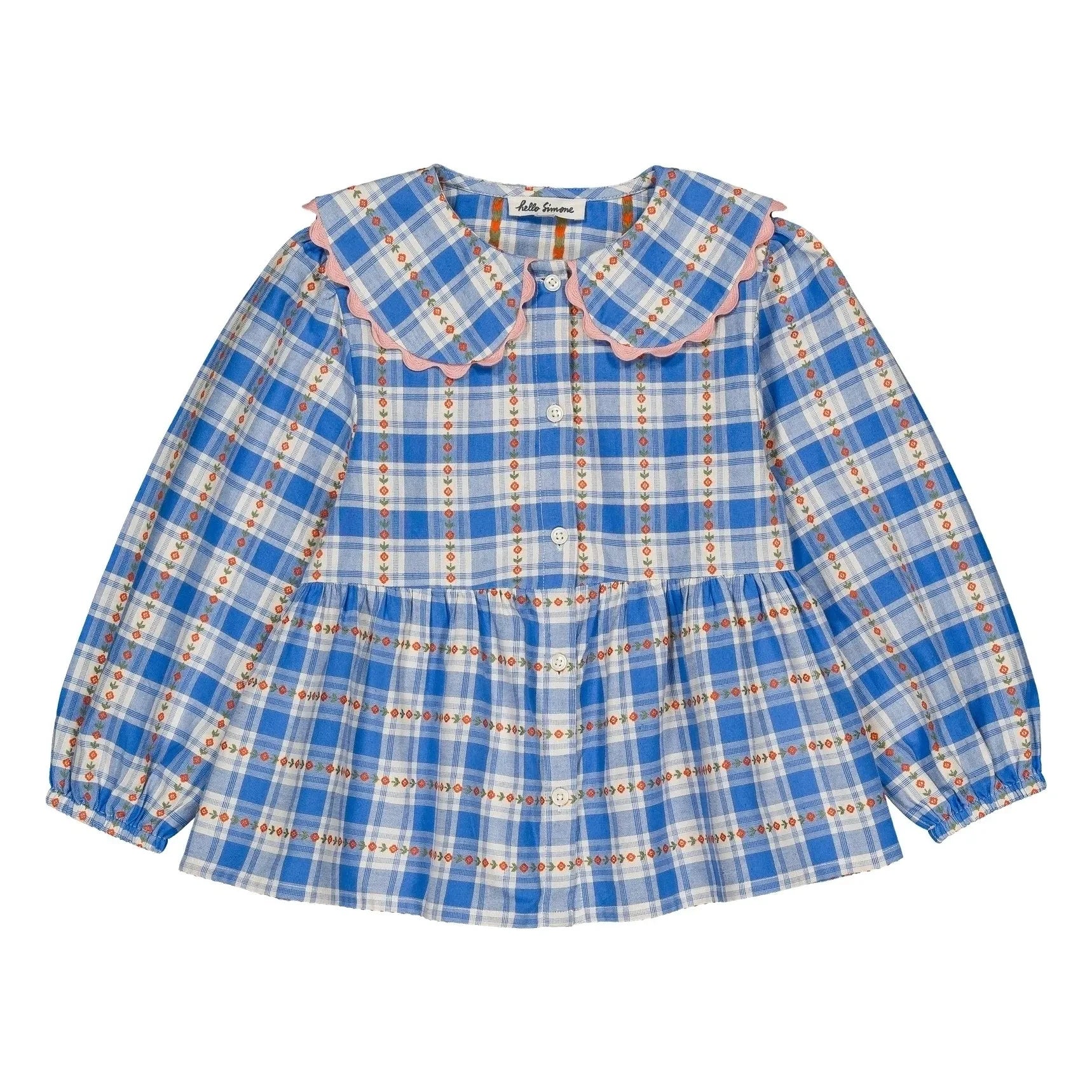 Hello Simone - Blue | Plum Patterned Checkered Blouse
