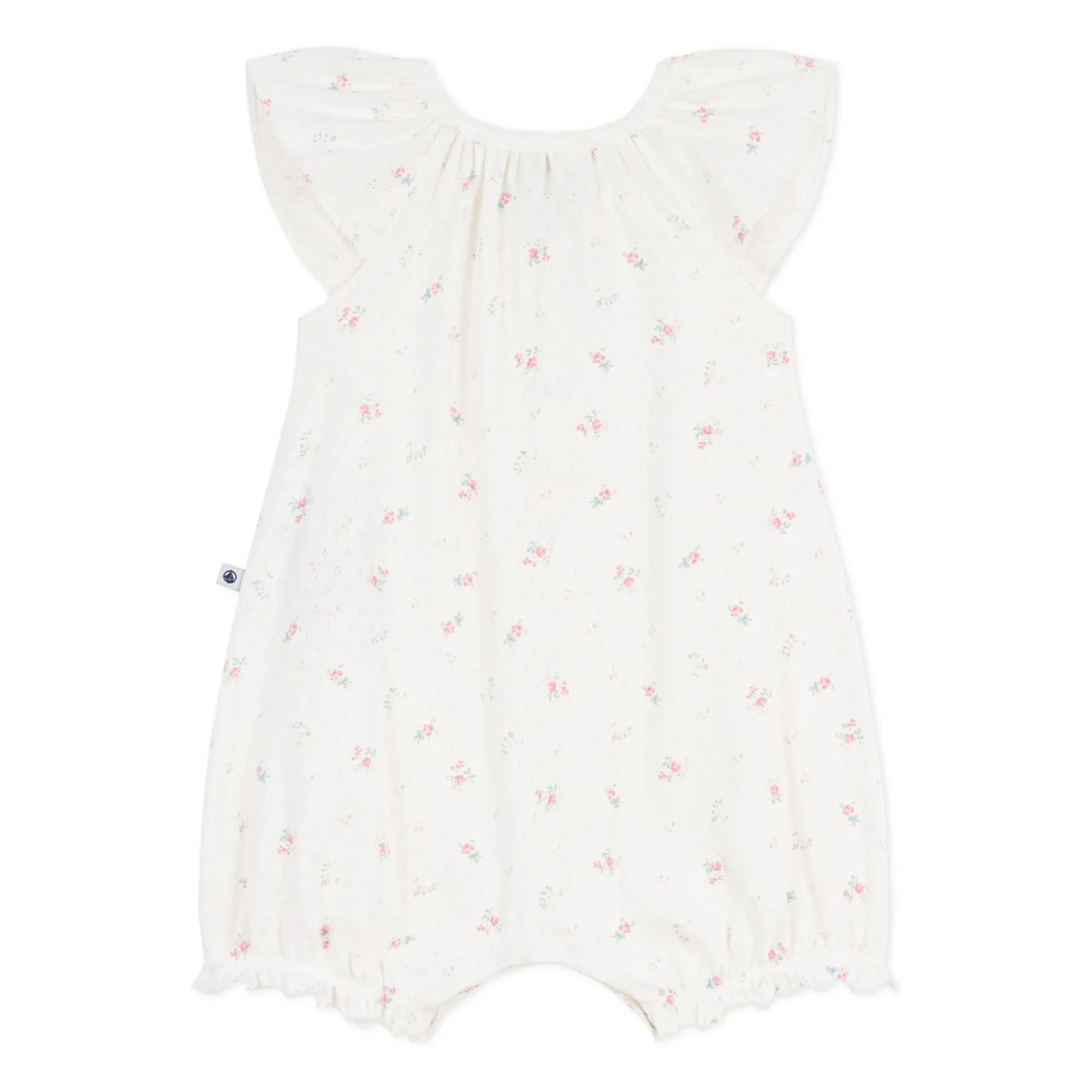 Petit Bateau - Pajama with Perforated Flower Pattern | White