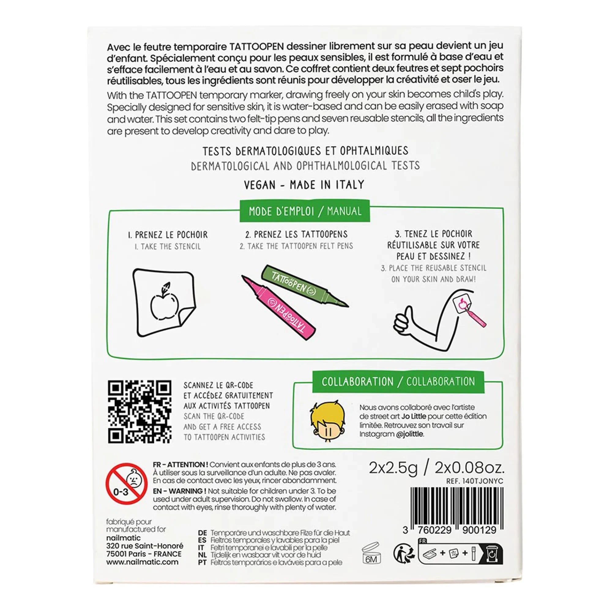 Nailmatic Kids - New York x JO LITTLE Tattoo Pen and Reusable Stencil Duo Set