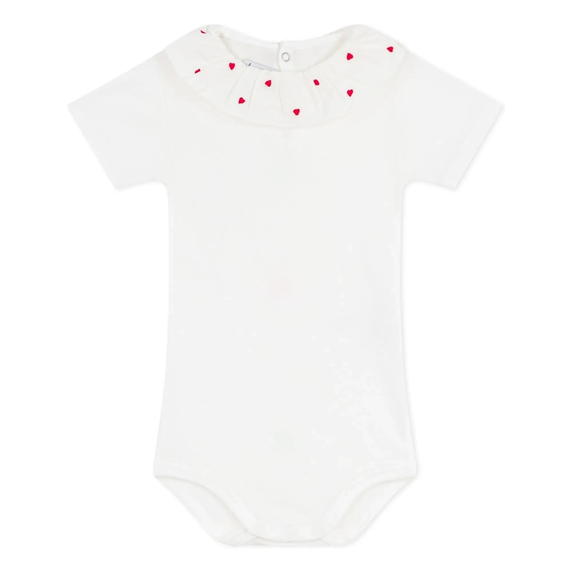 Petit Bateau - Heart Organic Cotton Bodysuit | White
