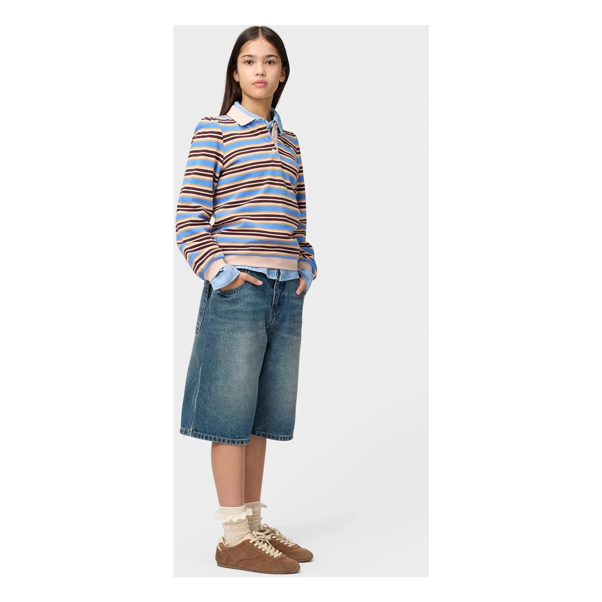 Molo - Ravi Çizgili Organik Pamuk Polo Tişört | Açık Mavi