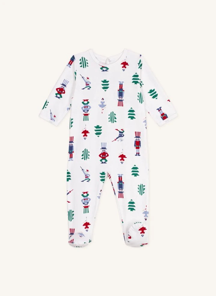 Petit Bateau - Christmas Pajamas Organic cotton fleece | White
