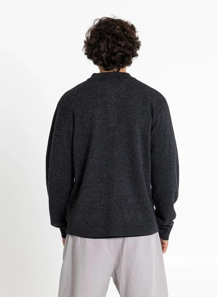 Smallable Man - Chopin Merino Wool Polo Neck Sweater | Charcoal Grey
