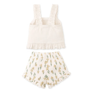 Gingersnaps - Andi Punto Patterned Top and Shorts Set | Ecru