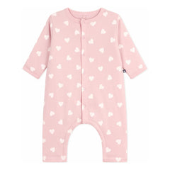 Petit Bateau - Cotton Padded Heart Romper | Light Pink