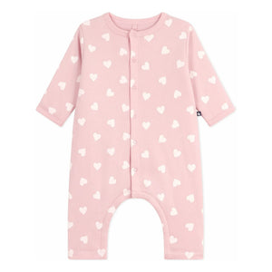 Petit Bateau - Cotton Padded Heart Romper | Light Pink