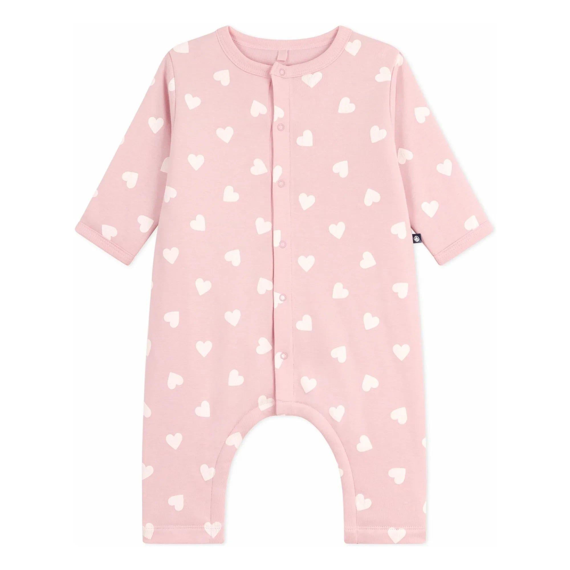 Petit Bateau - Cotton Padded Heart Romper | Light Pink