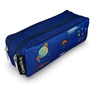 Caramel & Cie - Double Pixel Art Pencil Case | Navy Blue