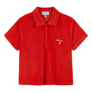 Emile et Ida - Embroidered Terry Polo | Poppy