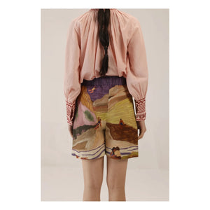 CORD - Short Wide Leg Linen | Brown