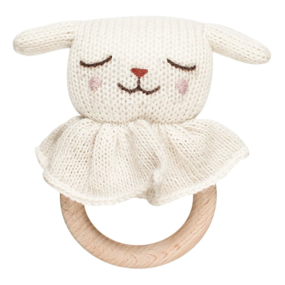 Main Sauvage - Wooden Lamb Rattle | White