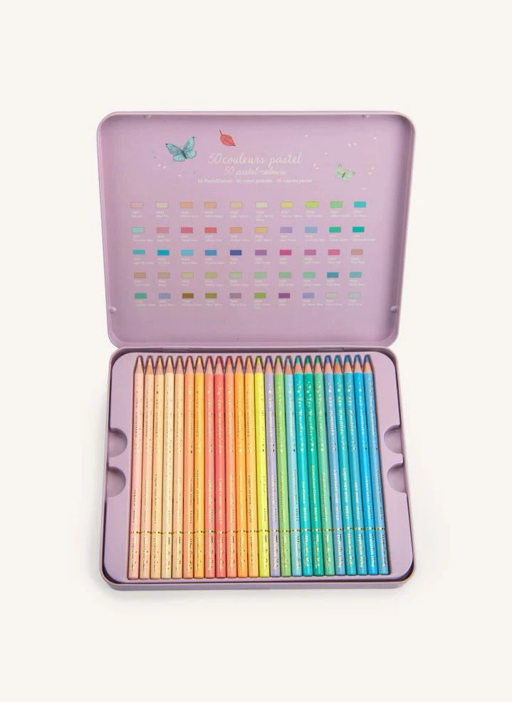 Moulin Roty - Pastel Colored Crayon Box - Les Rosalies