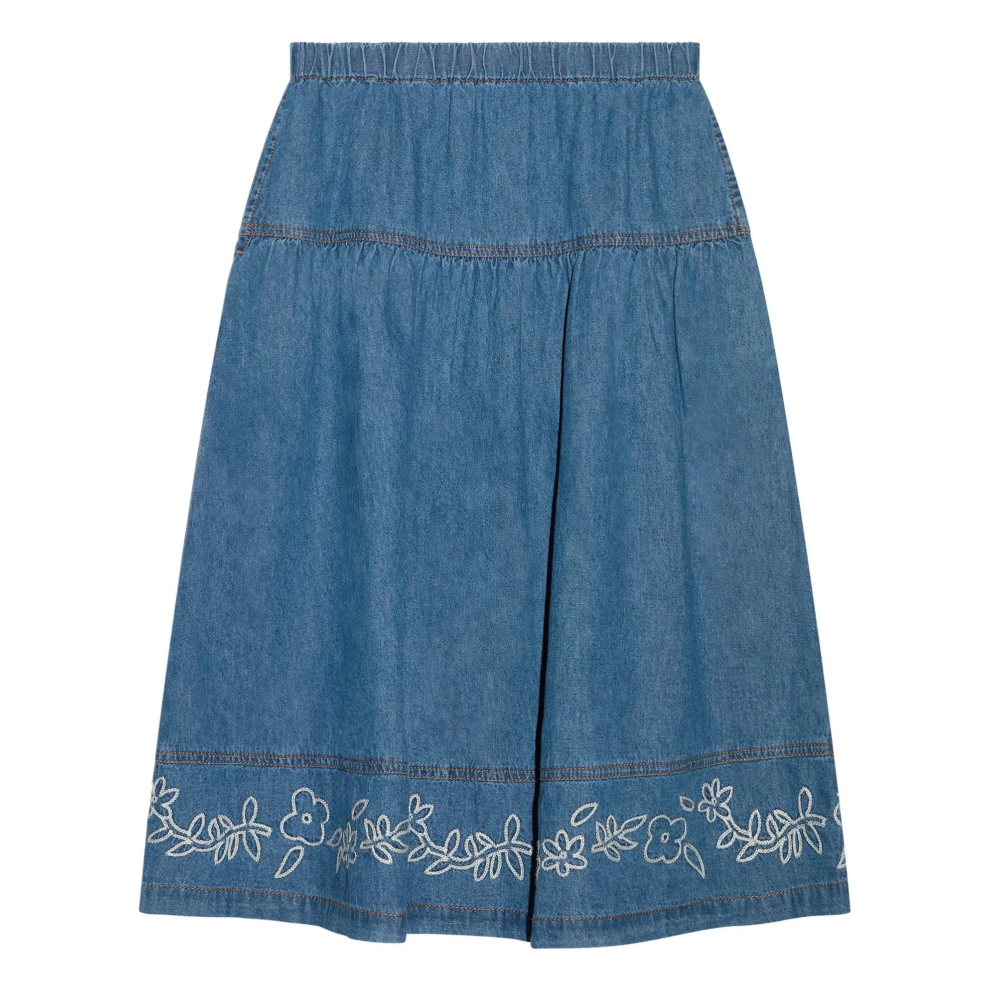 Hundred Pieces - Cally Embroidered Skirt | Denim Blue