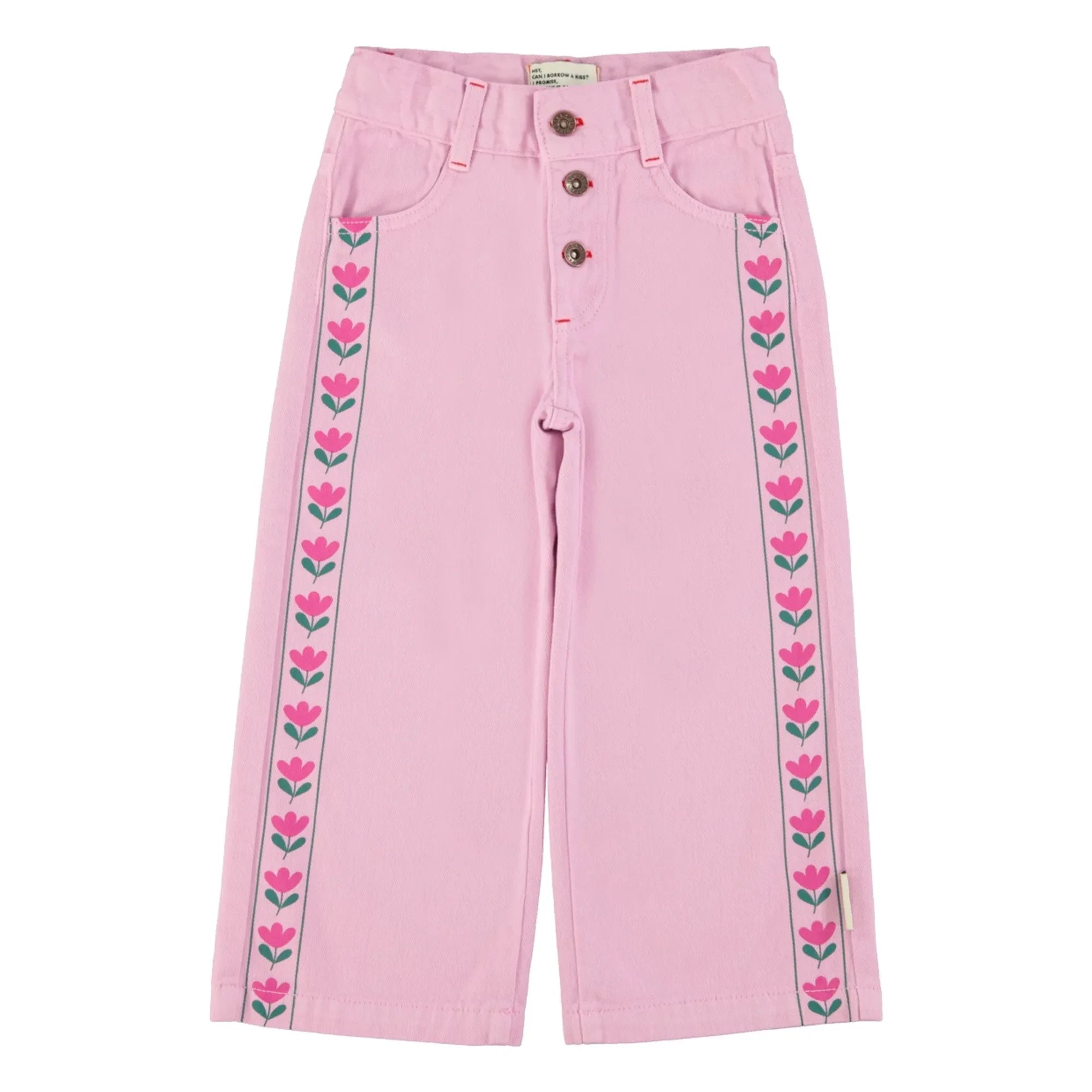 Piupiuchick - Flare Floral Twill Pants | Pink