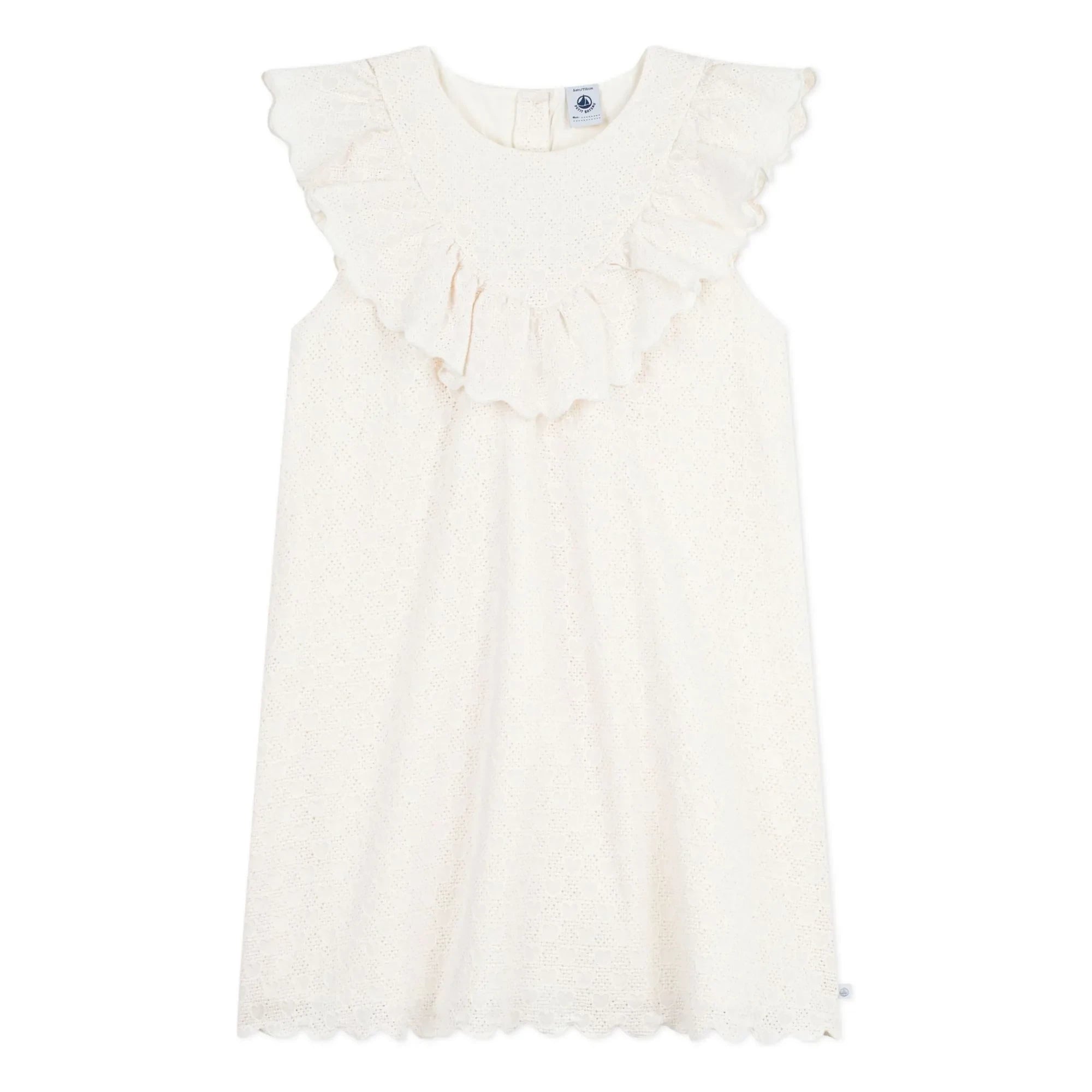 Petit Bateau - English Lace Heart Embroidered Cotton Dress | White