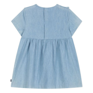 Petit Bateau - Embroidered Chambray Dress | Light Blue