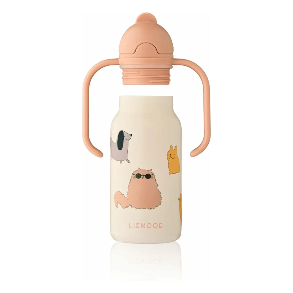 Liewood - Kimmie paslanmaz çelik su şişesi - 250 ml | Cats and Dogs/Sandy