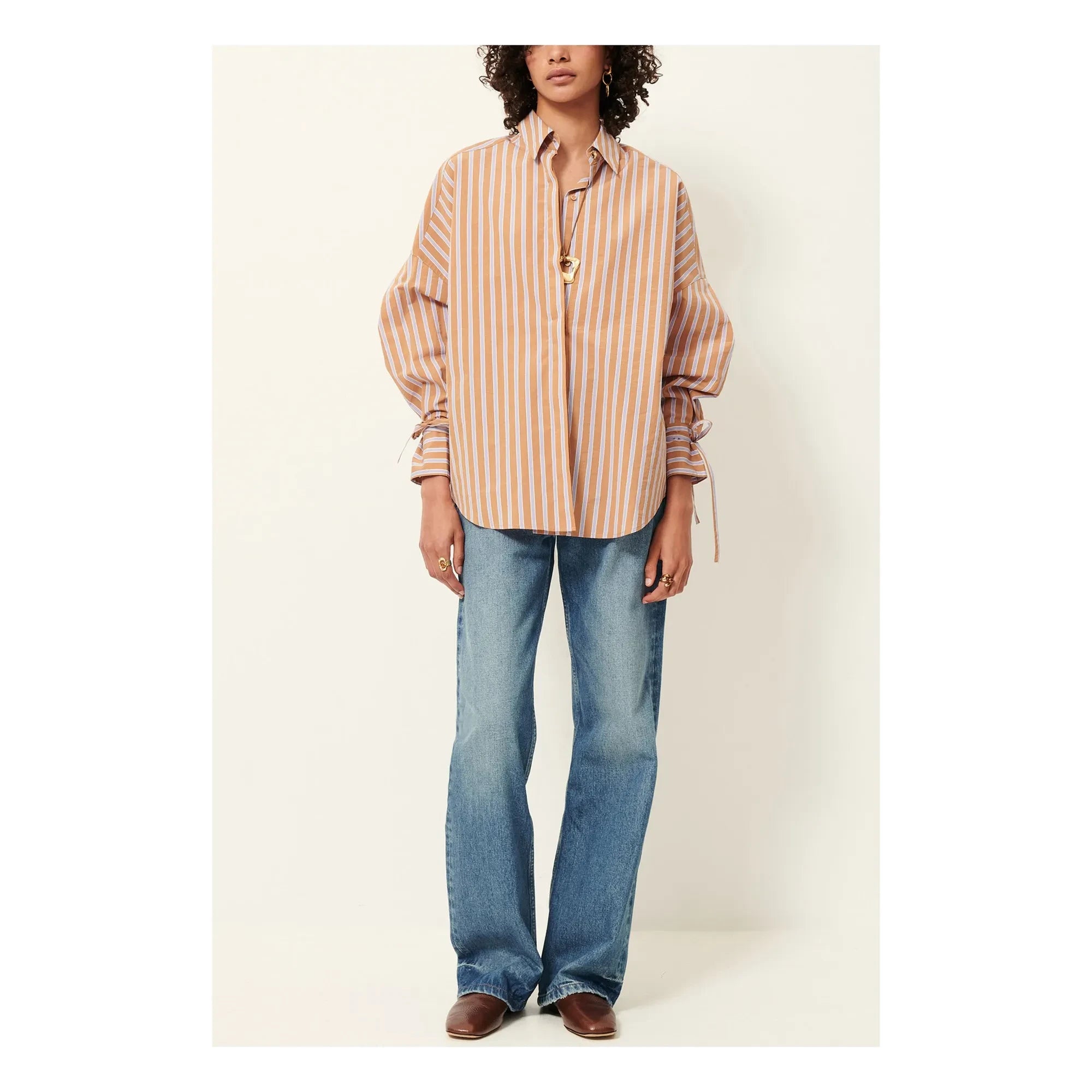 Sessùn - Armando Striped Cotton Shirt | Terracotta