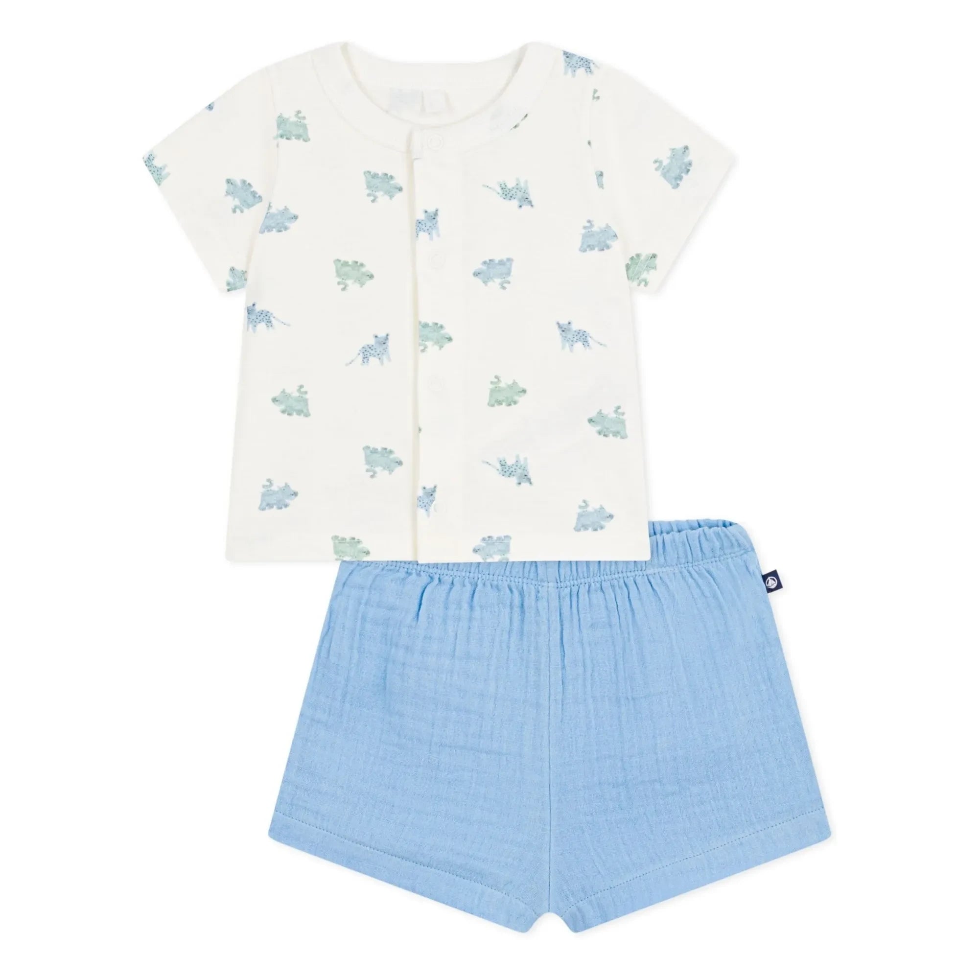 Petit Bateau - Organic Cotton Gauze Animal Print Shirt and Shorts Set | Blue