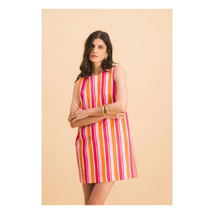 Elise Chalmin - Jane Cotton Striped Dress | Red