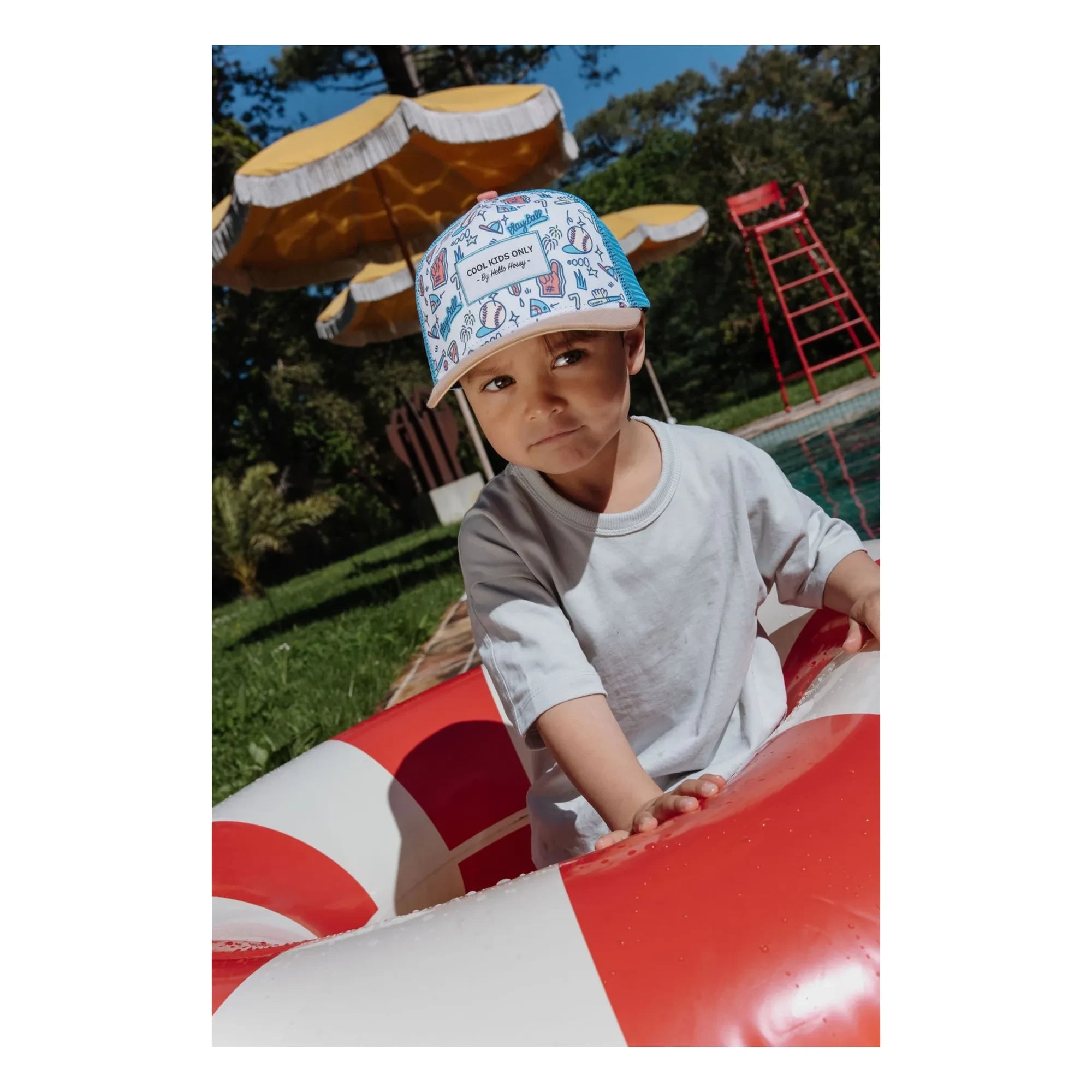 Hello Hossy - Curved Visor Hat Trucker Baseball Game Recycled Fibers | Light Blue