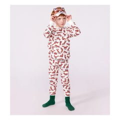 Petit Bateau - Organik Pamuk Tilki Pijama ve Maske Seti | Beyaz