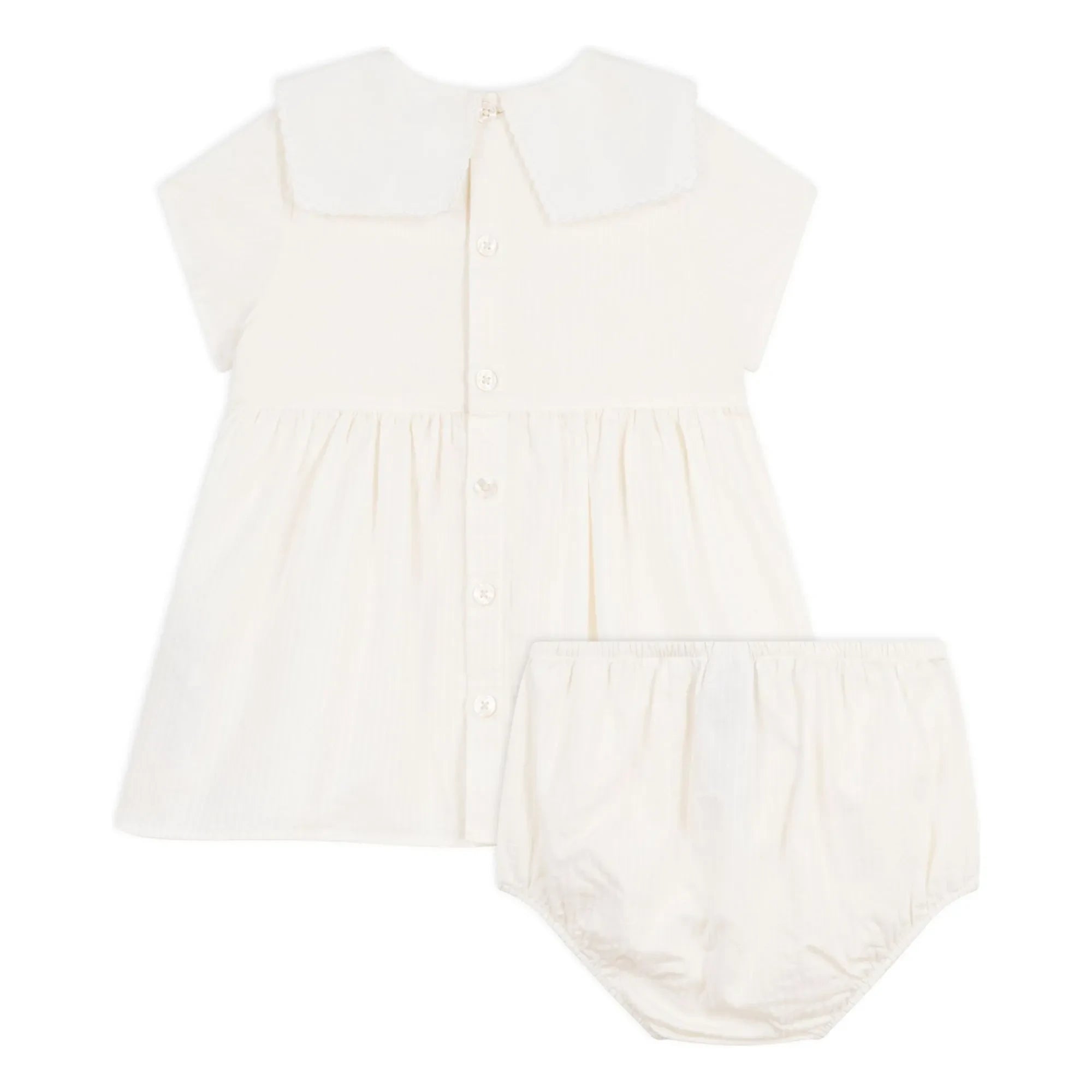 Petit Bateau - Linen and Organic Cotton Sailor Collar Dress and Bloomer Set | White