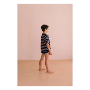 We Are Kids - Juju Striped Organic Cotton Towel Shorts | Navy Blue