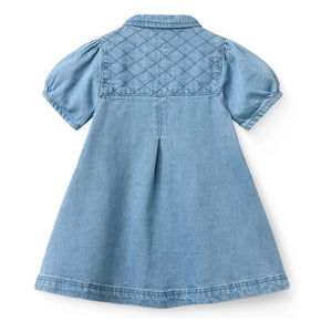 Copenhagen Colors - Quilted Denim Organic Cotton Dress | Light Blue
