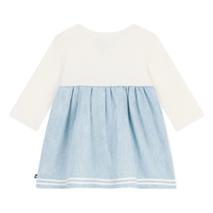 Petit Bateau - Chambray Gathered Dress | Ecru