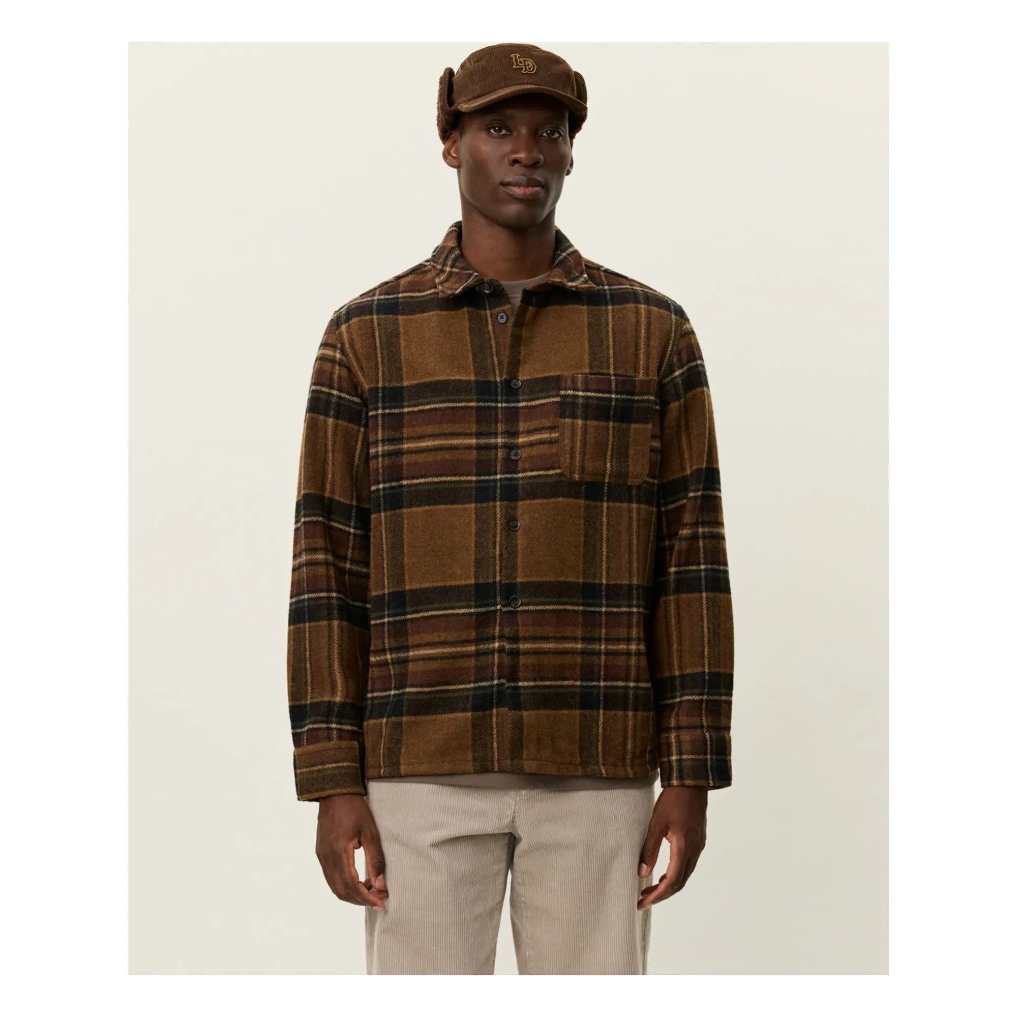 Les Deux - Checkered wool overshirt | Brown