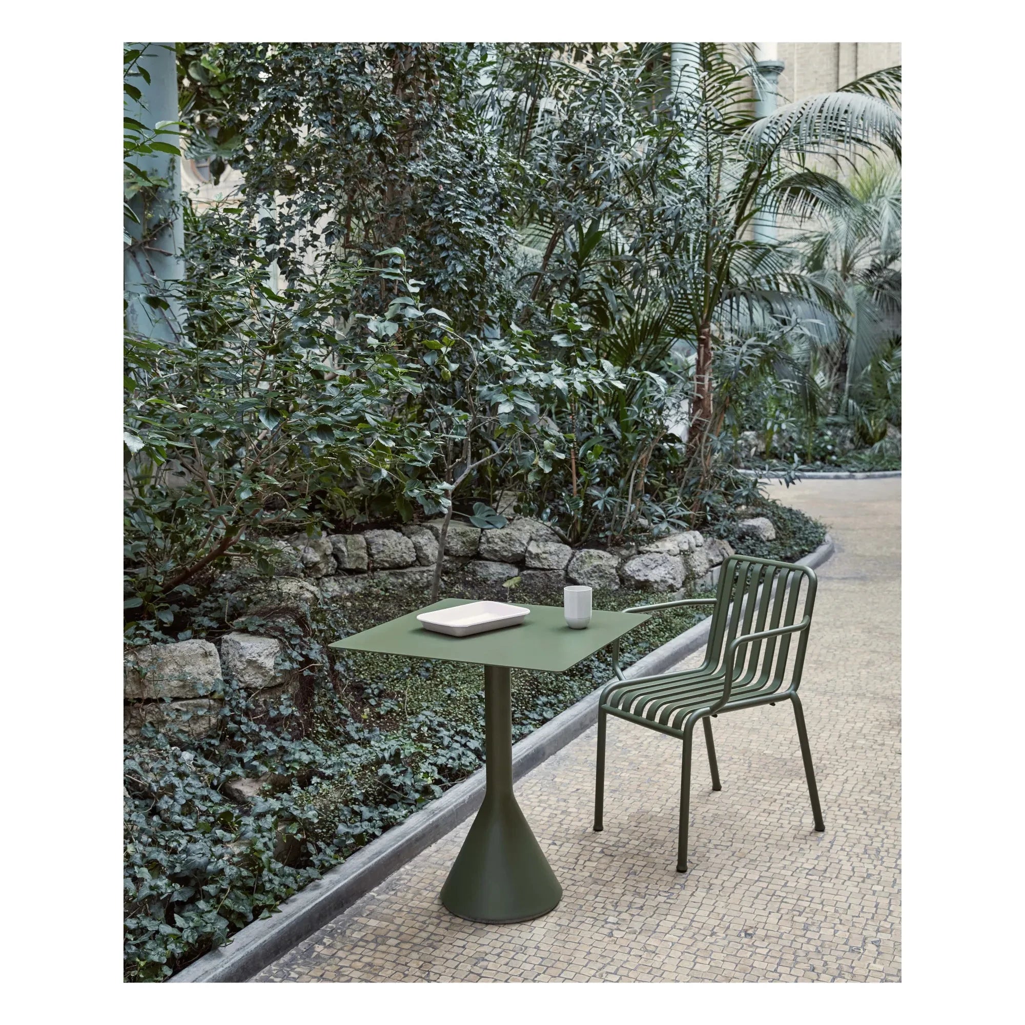 Hay - Palissade Cone Table designed by Ronan and Erwan Bouroullec - 65 x 65 cm | Olive green